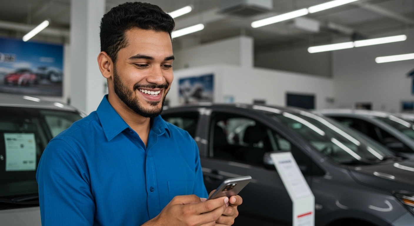 Homem usando celular verificando as opções de recebimento